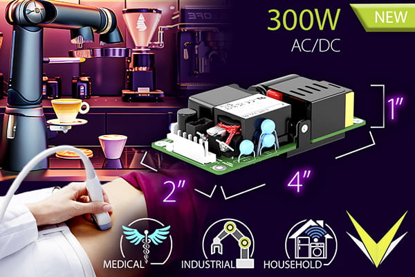 Vox Power Ltd – New Release EIRE300 Open Frame AC-DC Power Series, a High-Density 300W 4” x 2” Power Supply with a Low 1” Profile
